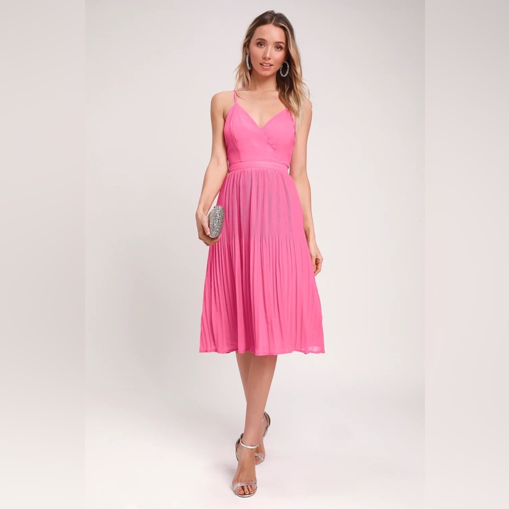 LULUS Pink Pleated Dress